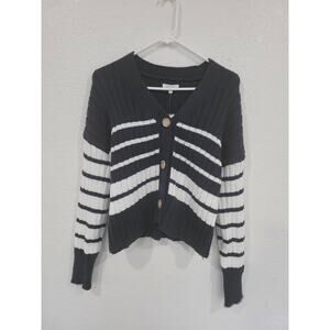 Maurices Button Up Women's Blue‎ Striped Sweater Size Large Soft Cozy #14